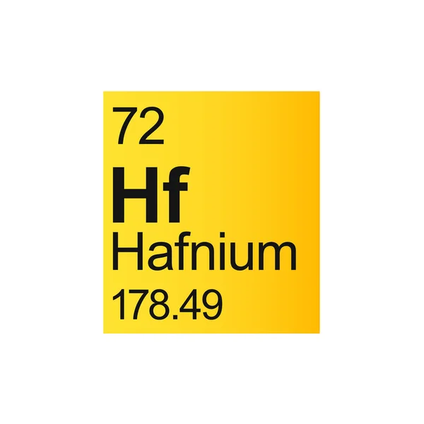 黄色の背景にMendeleev周期表のハフニウム化学元素 — ストックベクタ