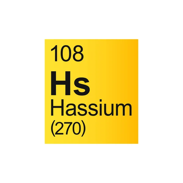 Hassium Chemical Element Mendeleev Periodic Table Yellow Background — Διανυσματικό Αρχείο