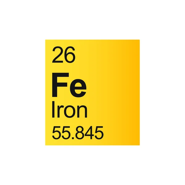 Elemento Químico Ferro Mendeleev Tabela Periódica Sobre Fundo Amarelo — Vetor de Stock