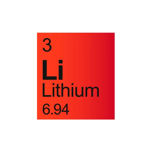 Élément Chimique Lithium Tableau Périodique Mendeleev Sur Fond Rouge — Image vectorielle
