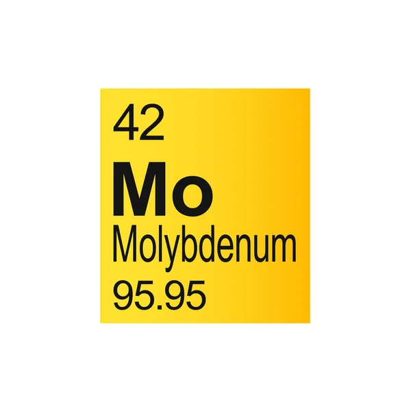 Molybden Kemiska Element Mendeleev Periodisk Tabell Gul Bakgrund — Stock vektor