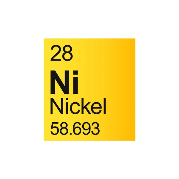 Χημικό Στοιχείο Νικελίου Του Περιοδικού Πίνακα Mendeleev Κίτρινο Φόντο — Διανυσματικό Αρχείο