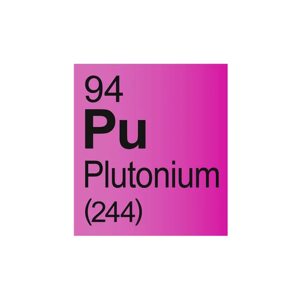メンデレーエフのプルトニウム化学元素ピンクの背景に周期表 — ストックベクタ