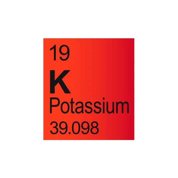 Elemento Químico Potásico Mendeleev Tabla Periódica Sobre Fondo Rojo — Vector de stock