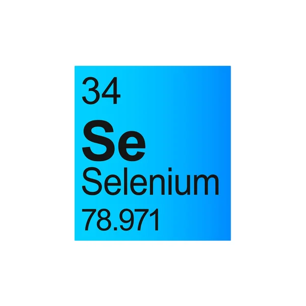 蓝色背景的门捷列夫周期表的硒化学元素 彩色矢量图 显示数字 名称和原子量 — 图库矢量图片