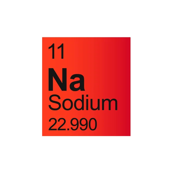 Natriumchemisch Element Van Mendeleev Periodiek Systeem Rode Achtergrond Kleurrijke Vectorillustratie — Stockvector