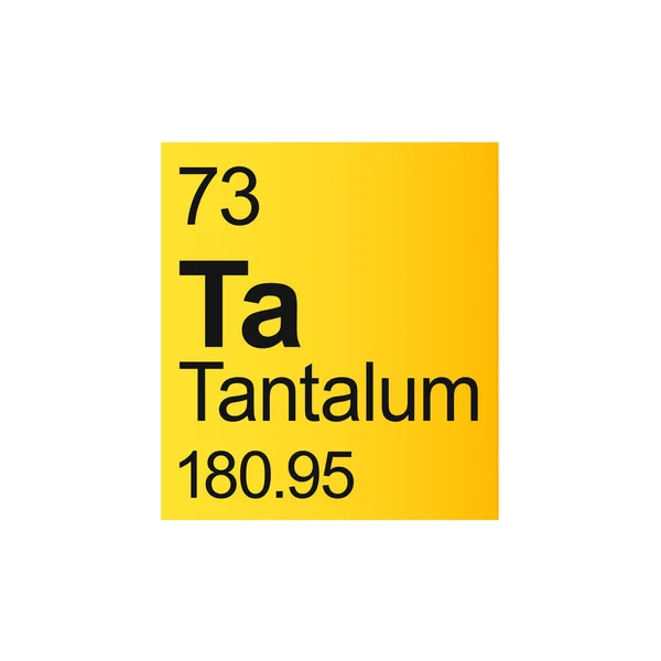 Chemický Prvek Tantalu Mendeleeva Periodická Tabulka Žlutém Pozadí Barevná Vektorová — Stockový vektor