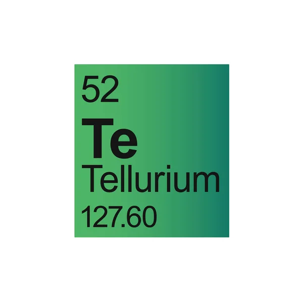 Tellurium Elemento Químico Mendeleev Tabla Periódica Sobre Fondo Verde Ilustración — Vector de stock