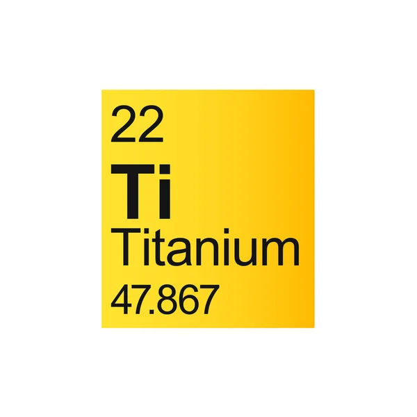Sarı Arka Planda Mendeleev Periyodik Tablosu Nun Titanyum Kimyasal Elementi — Stok Vektör