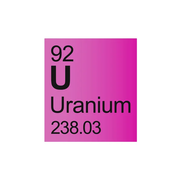 背景にピンク色の面体周期表のウラン化学元素 カラフルなベクトル図 原子量を示す — ストックベクタ