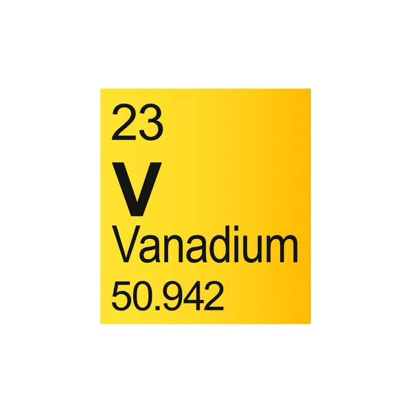 黄色の背景にMendeleev周期表のバナジウム化学元素 カラフルなベクトル図 原子量を示す — ストックベクタ