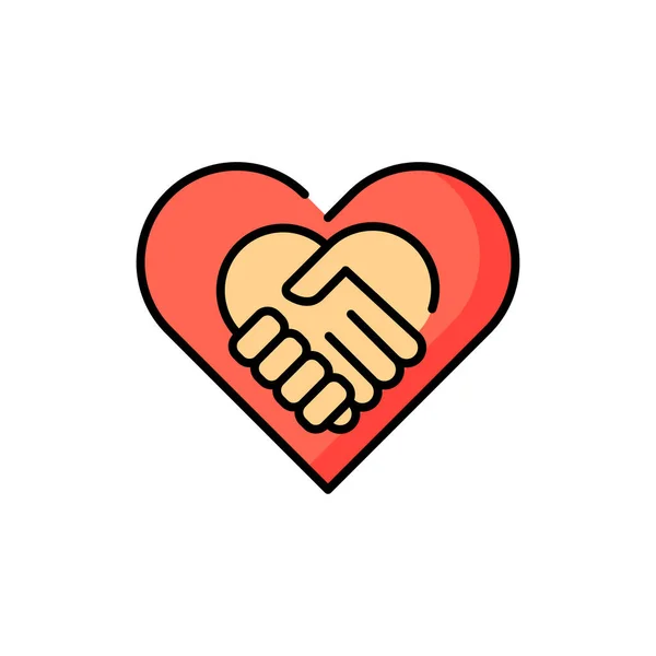 Apretón Manos Corazón Icono Línea Crowdfunding Empresarial — Archivo Imágenes Vectoriales