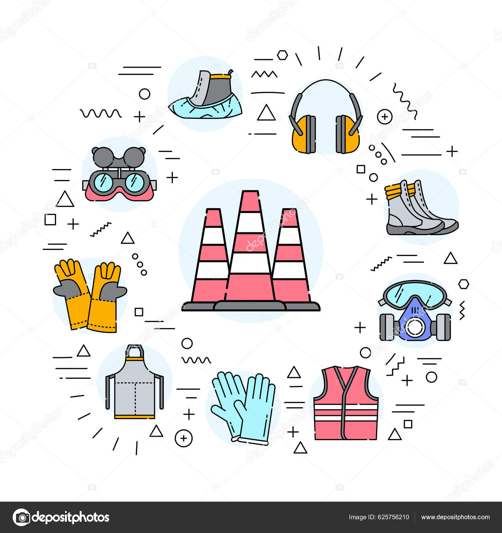 Personal Protection Web Banner Infographics Linear Icons Stock Vector ...