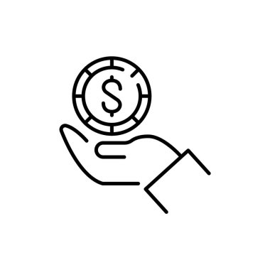 El ve dolar çizgisi ikonu. İş dünyası kitle fonlama ve finans 