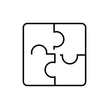 Puzzle line icon. Business crowdfunding and Finance management pictogram. Affiliate Agreement vector design.