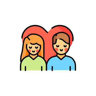 Birbirlerine aşık çift renk çizgisi ikonu. Romantik bir ilişki. Kız ve erkek