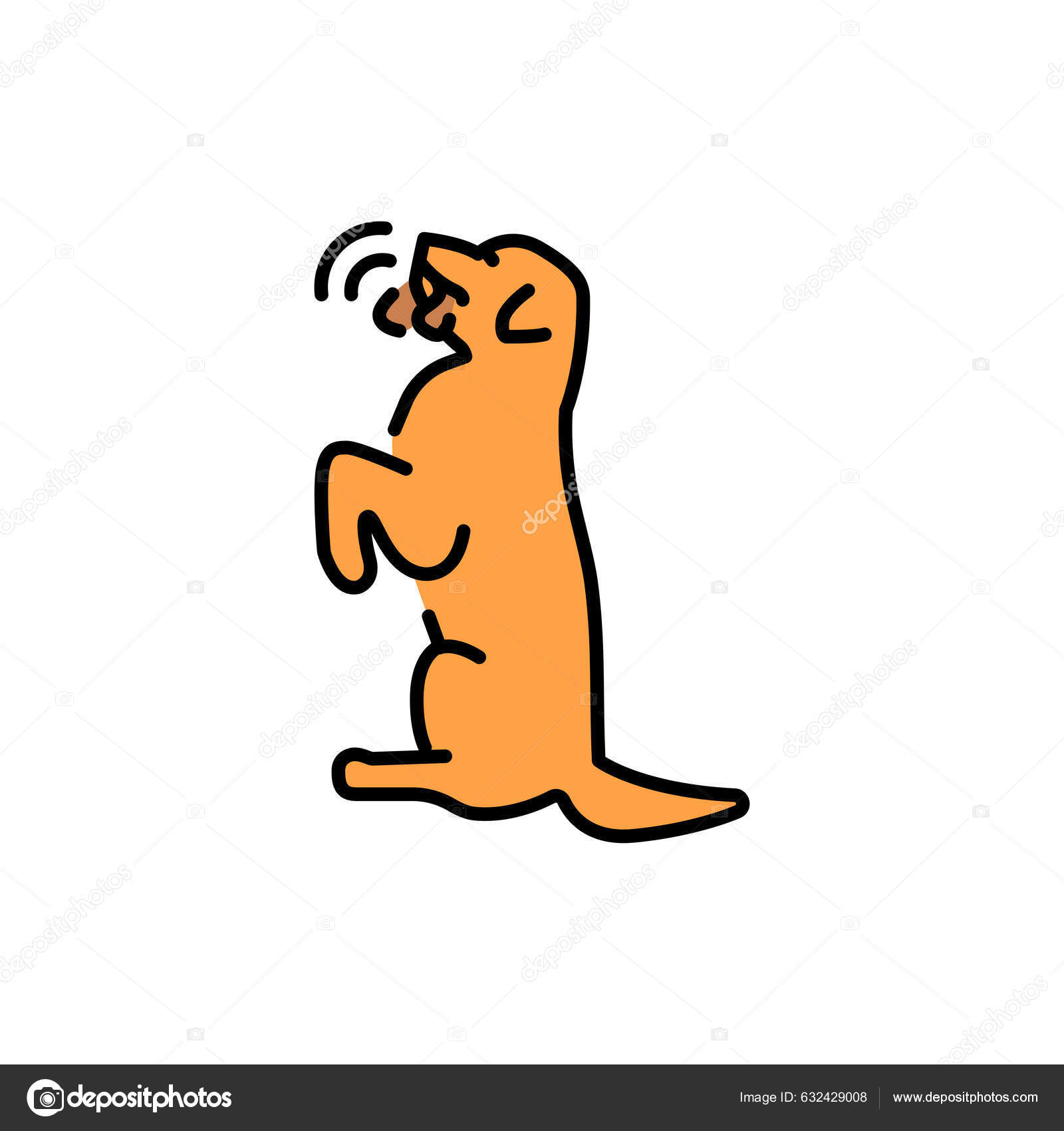 Cat stands in the position of a gopher color line icon. Pictogram