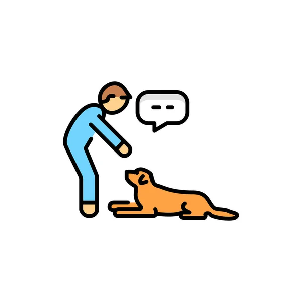 Command Lie Color Line Icon Dog Training — Stockvektor