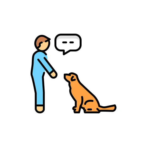 Sit Command Color Line Icon Dog Training — Stockvektor