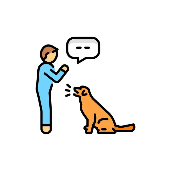 Command Voice Color Line Icon Dog Training — Stockvektor