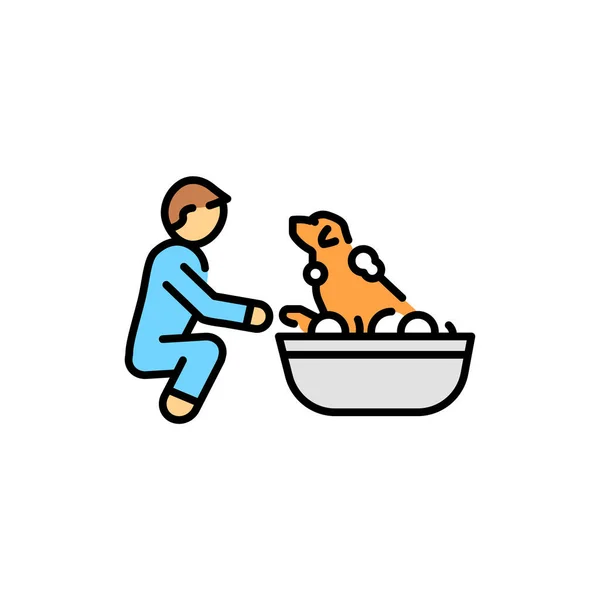 Bathing Pet Color Line Icon Dog Training — Stockvektor