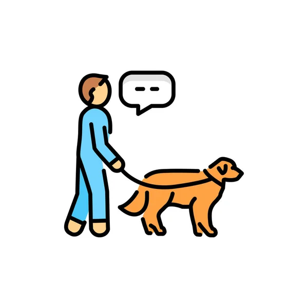 Walk Pet Color Line Icon Dog Training — Stockvektor