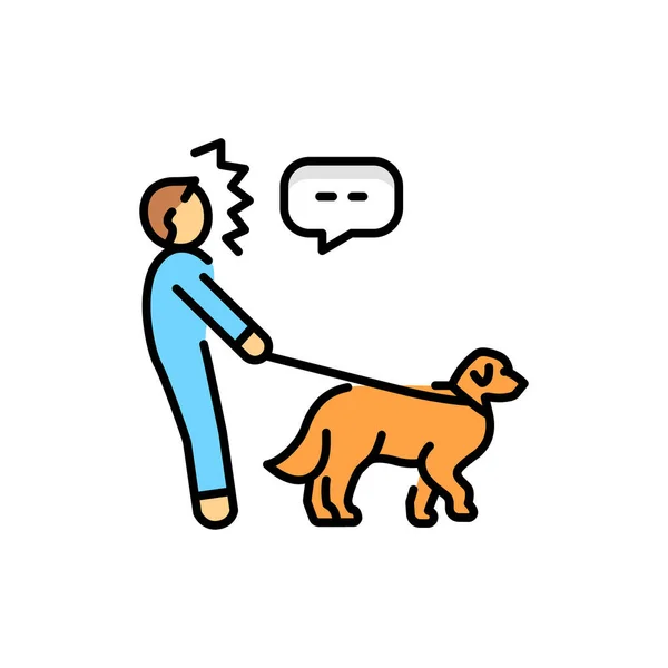 Pet Pulls Leash Color Line Icon Dog Training — Stockvektor