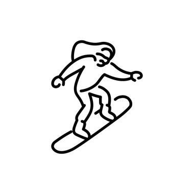 Skier color line icon. Skiing in winter Alps.