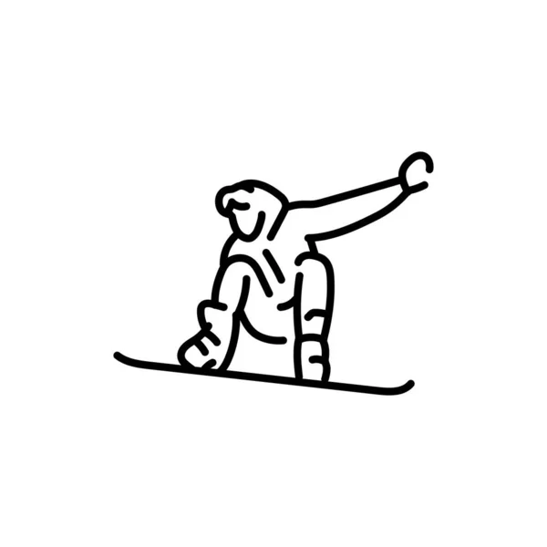Ícone Linha Cores Esquiador Esqui Alpes Inverno — Vetor de Stock