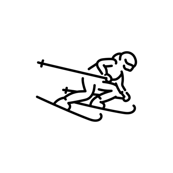 Skier Color Line Icon Skiing Winter Alps — Vector de stock