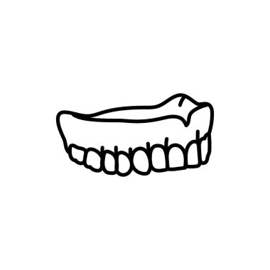 False teeth line icon. Dental prosthetic. Vector illustration