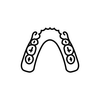 Removable partial denture line icon. Dental prosthetic. Vector illustration