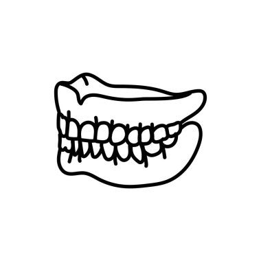 False teeth line icon. Dental prosthetic. Vector illustration