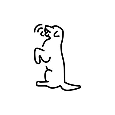 Stand pet eats dainty color line icon. Dog training. Animal education.