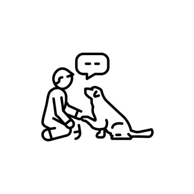 Command give a paw color line icon. Dog training. Animal education.