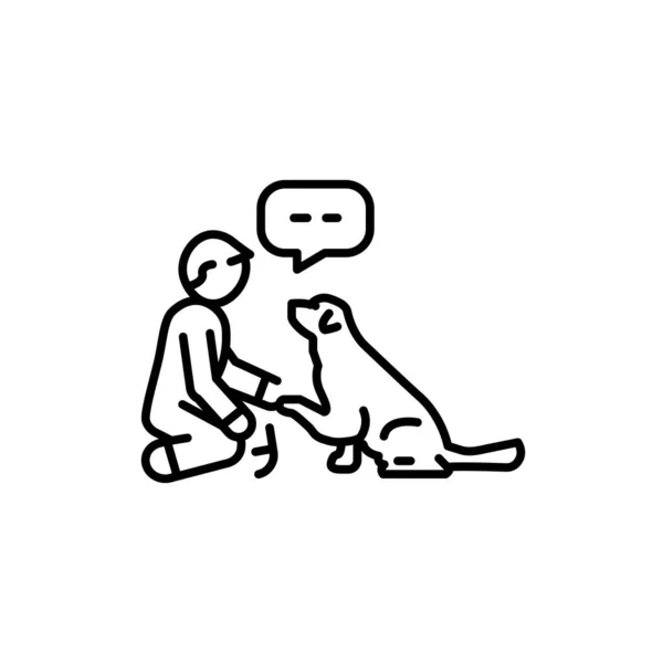 命令给一个爪子颜色线图标 狗训练 动物教育 — 图库矢量图片