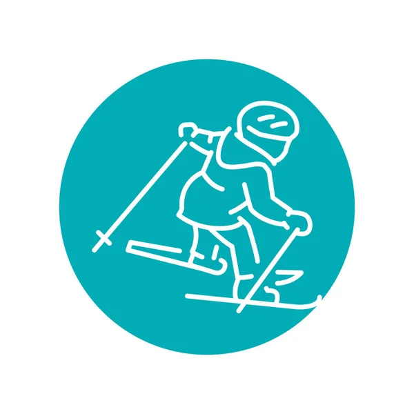 Child Skier Color Line Icon Skiing Winter Alps — Stockvektor