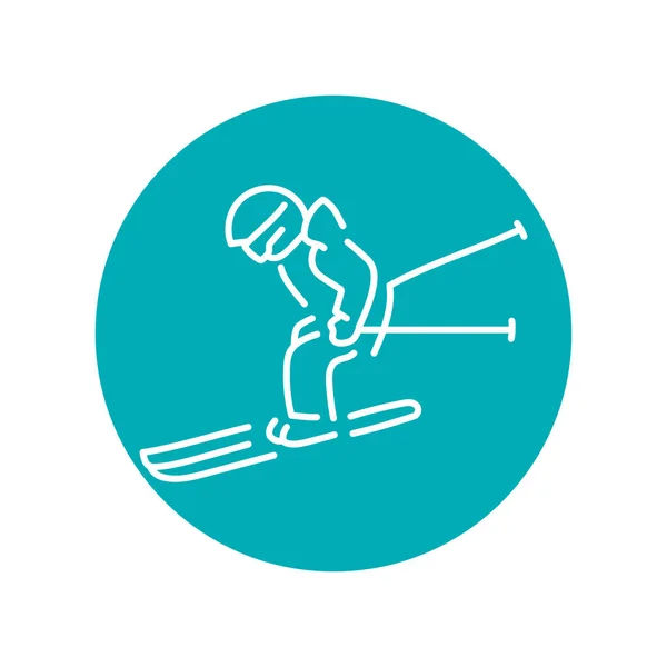 Child Skier Color Line Icon Skiing Winter Alps — Stockvektor