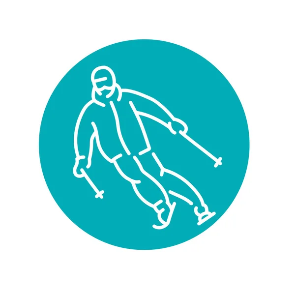 Значок Цвета Лыжной Линии Лыжный Спорт Зимних Альпах — стоковый вектор