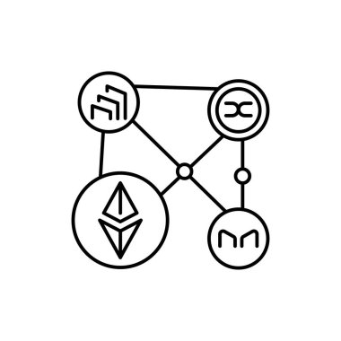 Tocken governance color line icon. Blockchain technology in digital crypto art. 