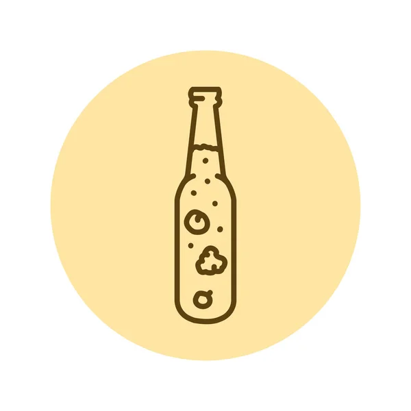 Kombucha Homemade Tea Bottle Color Line Icon Japanese Fermented — Stock Vector