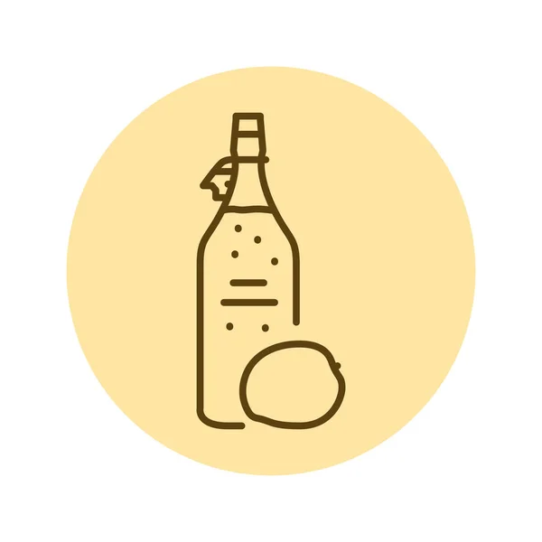Kombucha Homemade Tea Bottle Color Line Icon Japanese Fermented — Stock Vector