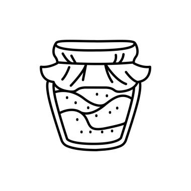 Pickled fruit jam in a jar color line icon. 