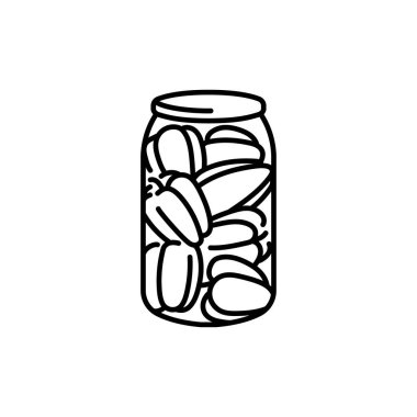 Pickled peppers in a jar color line icon. 