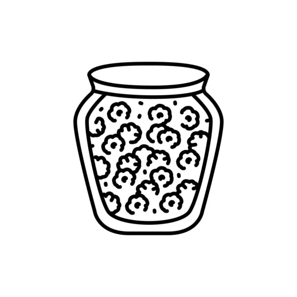 Confiture Framboise Marinée Dans Pot Icône Ligne Couleur — Image vectorielle