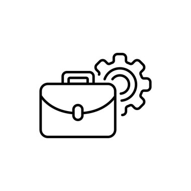 Work color line icon. Suitcase and gear.