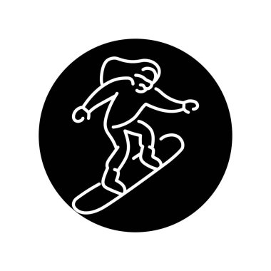 Skier color line icon. Skiing in winter Alps.