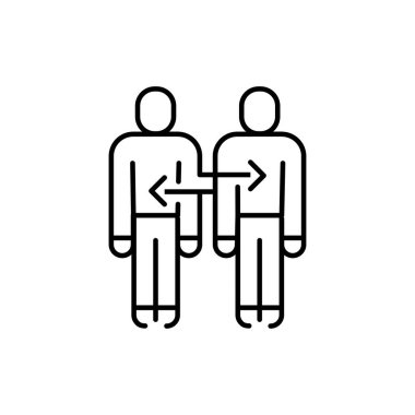 Equality between old and young color line icon. Multinational company. 