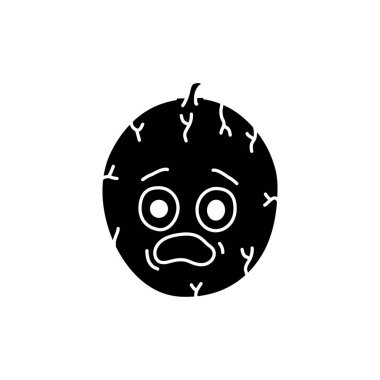 Melon is afraid color line icon. Mascot of emotions