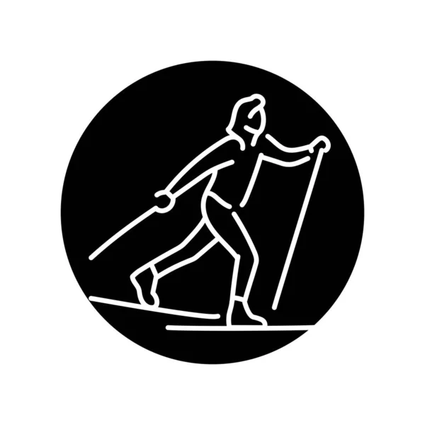 Ícone Linha Cores Esquiador Esqui Alpes Inverno — Vetor de Stock